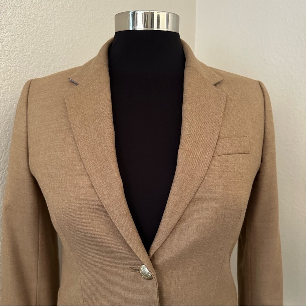 J. Crew Wool Blend Camel Long sleeves schoolboy blazer Size 2 - Picture 4 of 15